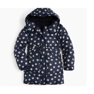 J. Crew Crewcuts Girls Size 10 Long Floral Puffer Coat Eco-Friendly Primaloft